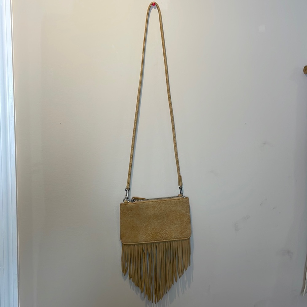 Tan Crossbody with fringe on the bottom